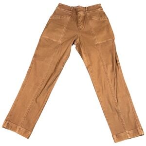 SPANX Twill Pants Womens Small (25x24) Brown Stretch Straight Leg Pull On Casual
